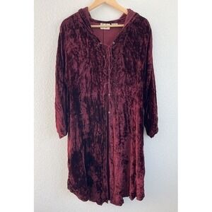 Womens Whimsigoth Witchy Ren Faire Robe One Size Hooded Red Velvet Burnout
